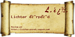 Lichter Árpád névjegykártya